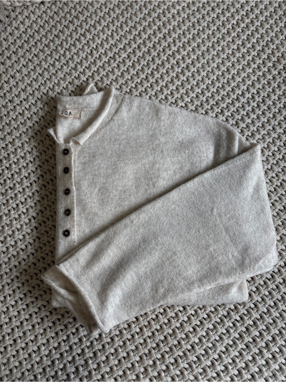 J.O.A. Raw Rolled Henley Sweater